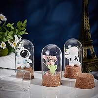 Vista 5 de BENECREAT 10 frascos de vidrio con tapones de corcho, cubierta de cúpula de madera y botellas transparentes para decoraciones de fiestas