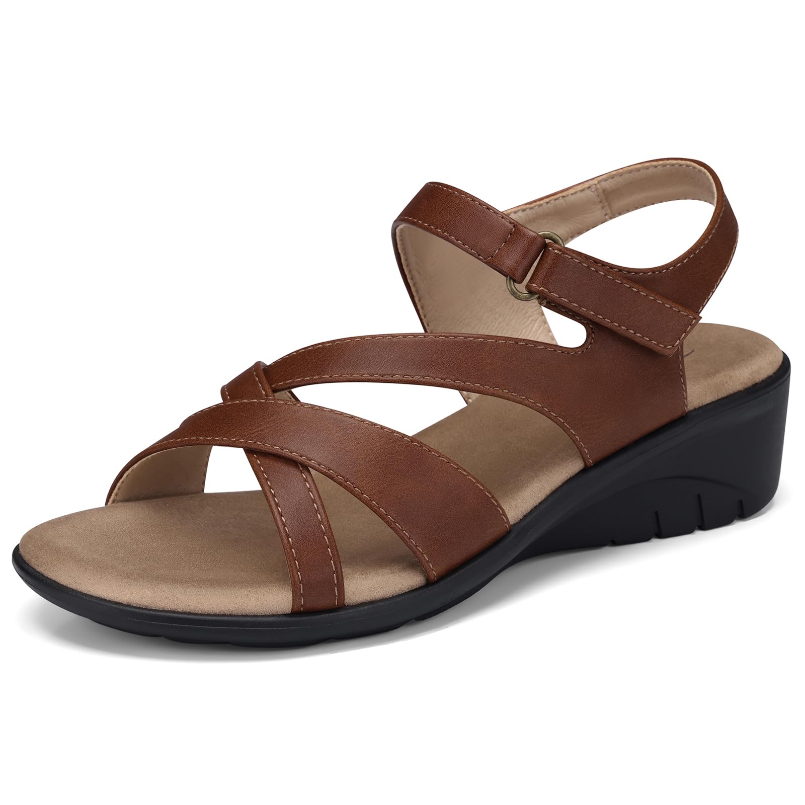 SHIBEVER Wedge Sandals for Women Dressy: Comfortable Low Heel Sandals | Adjustable Casual Dress Shoes with Cushioned Insole and Non-Slip Sole, All-Day Walking