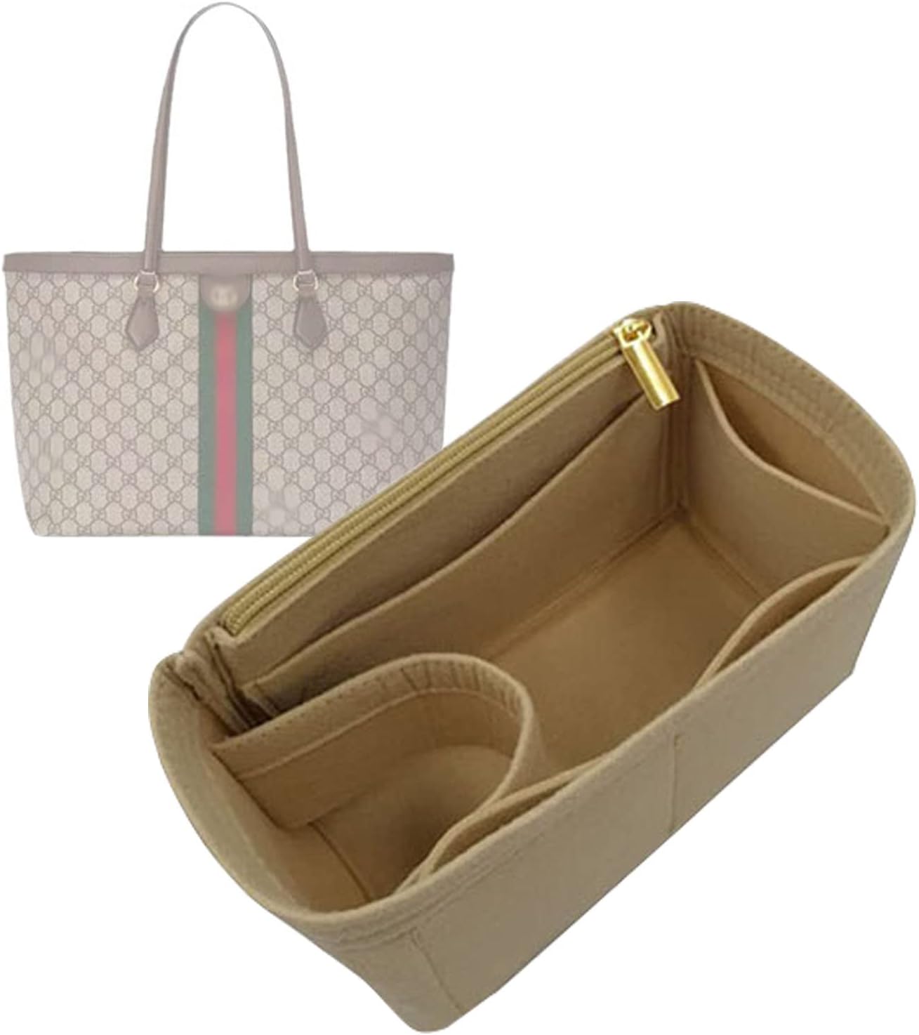 Lckaey Purorganizer is used for ophidia medium tote bag lining storage bag insert3010khaki-B