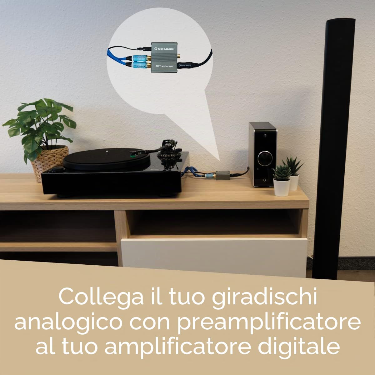 OEHLBACH AD Transformer - Convertitore di Segnale Audio Stereo Analogico a Digitale (RCA a Coassiale SPDIF Toslink - 24 bit 96 kHz) Interamente in Metallo