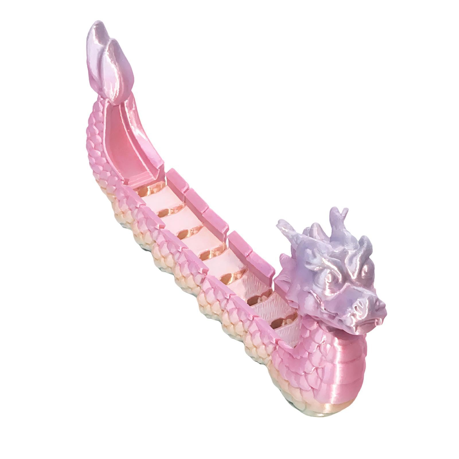 Porceosy 3D Printed Dragon Boat Figurine with Movable Joints, Articulated Loong Boat Model for Fidget Play & Display, Traditional Chinese Festival Decoration Dragon Boat Festival Gift Multicolor