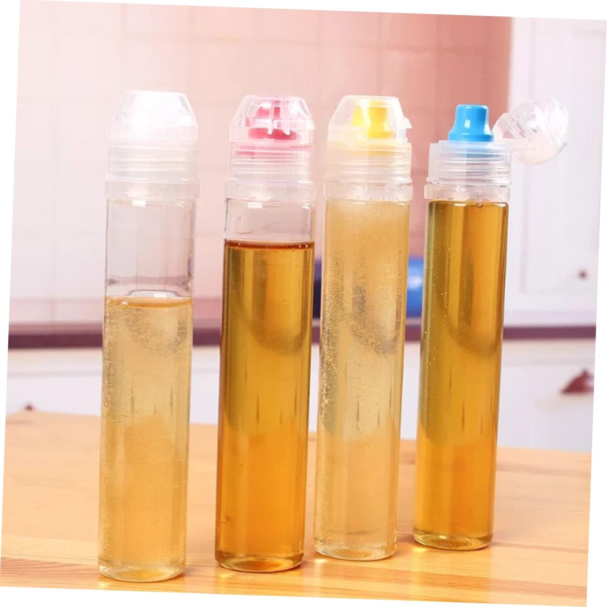PRETYZOOM 4Pcs Portable Squeeze Honey Bottles Travel Makeup Containers with Lids Mini Plastic Food Storage Jars Leak-Proof Makeup Pots for Creams and Lotions Random Color image 3