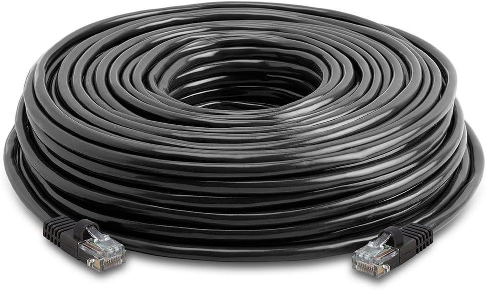Cmple - Cat5e Ethernet Cable 150 ft, 350 MHz UTP Cat 5e Ethernet Patch Cable, 1Gbps Network LAN Cable, RJ45 Connectors, Compatible with PC, Laptop, Modem, Router, HDTV, Gaming Console - Black