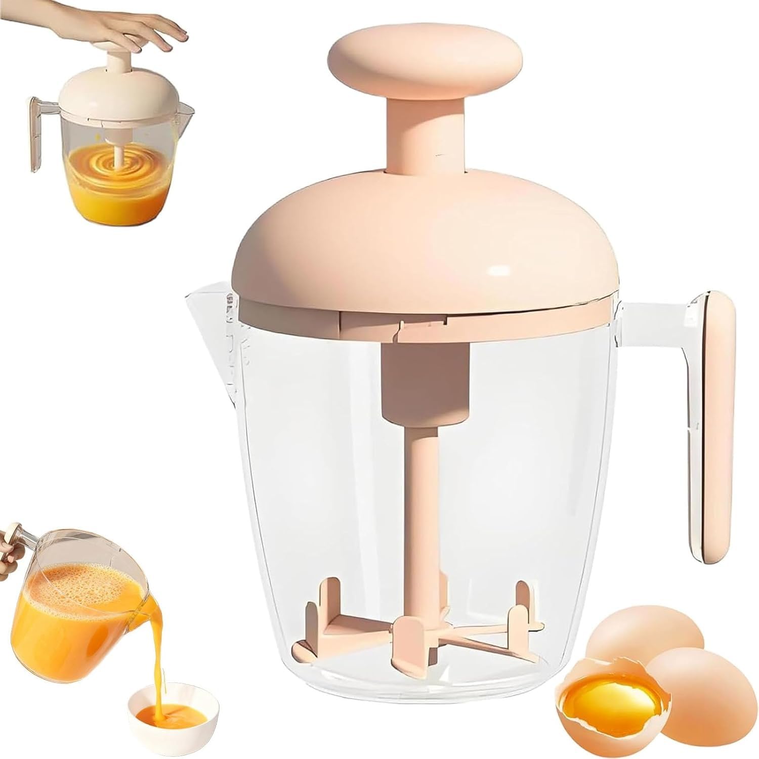 XEWOi Semi Manual Egg Beater, Egg Mixer Milk Mixers Rotating Push Whisk Mixer for Blending, Whisking, Beating & Stirring, Eggs Whisker for Mixing, Coffee, Mixture, Hand Blender for Kitchen