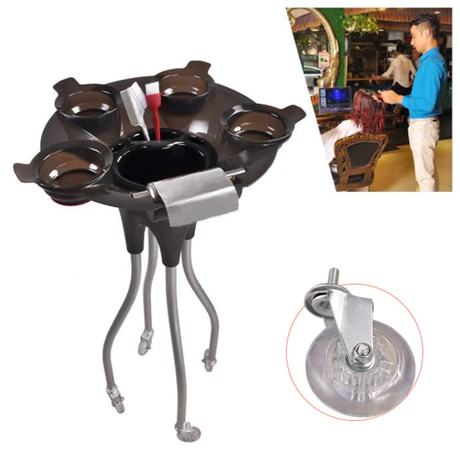 Carro de peluquería para salón de peluquería, carrito de belleza con rueda de desplazamiento, carrito de mano profesional para salón de belleza, soporte para herramientas de peluquería/mezcla de