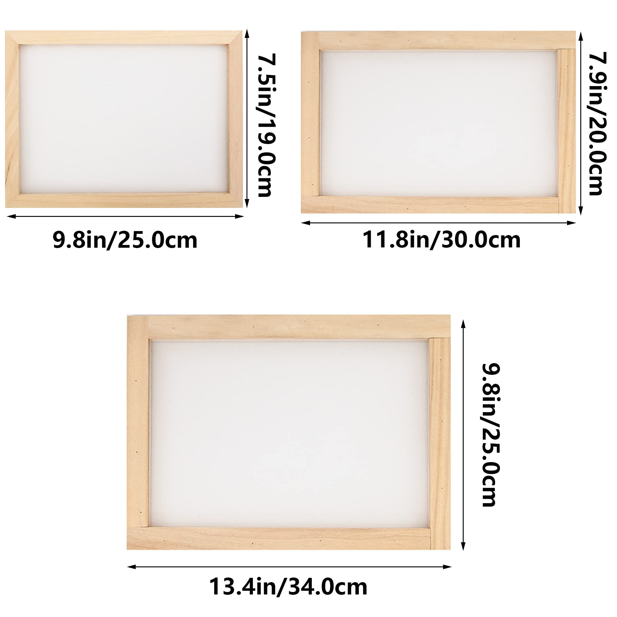 Hayaww 3 Pcs Molde De Madera Para Hacer Papel, Marco Para FabricacióN De Papel Moldes De Madera Para Hacer Papel, 3 TamañOs, Para Manualidades De Papel De Bricolaje, Marcos De CreacióN De Papel