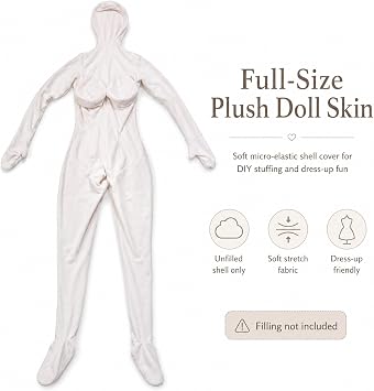 5.2 ft DIY Fabric Mannequin Cover, Full-Length Unfilled Plush Sewing Form for Clothing Display, Craft Projects, Costume Styling and Decorative Use, Cotton Filling Not Included