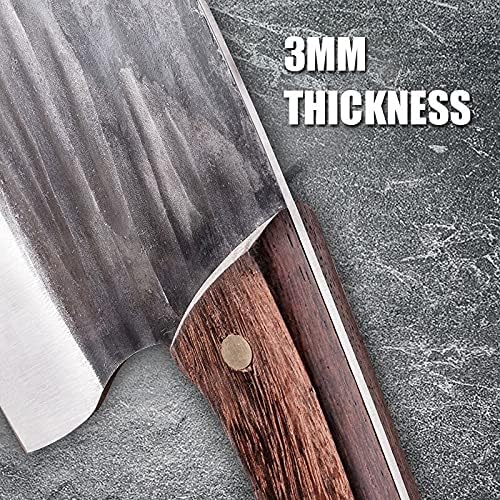 Miniatura 5 de Cuchillo de carne, 6 pulgadas forjado chino cuchillo de cocina cuchillo de carne 50cr15 acero inoxidable cuchillo de carnicero wengué mango de