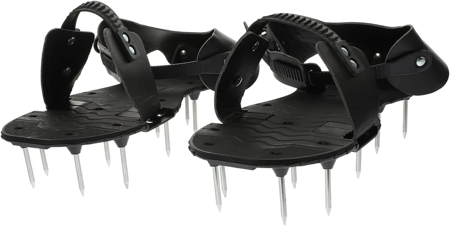 Kisangel Lawn Aerator Shoes with Durable Spikes for Aeration for Gardening and Soil Oxygen Levels Black