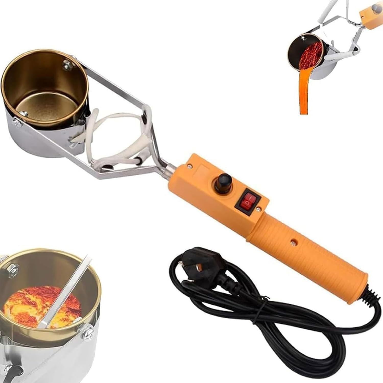 Handheld Electric Lead Melting Solder Pot,Portable Melting Furnace Soldering Crucible with Handle,Temperature Adjustable to 450℃,for Fishing Molds Metal Pendants DIY Crafts(200w)