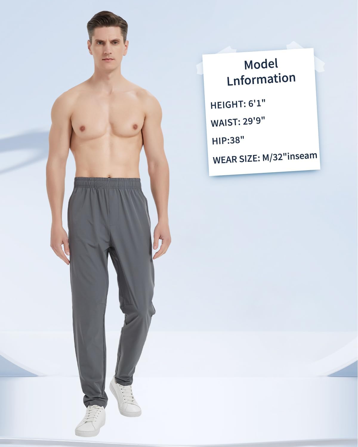 Idtswch 30" 32" 34" 36" 38 Inseam Tall Mens Lightweight Athletic Pants Extra Long Hiking Joggers Track Gym Pants - Image 5