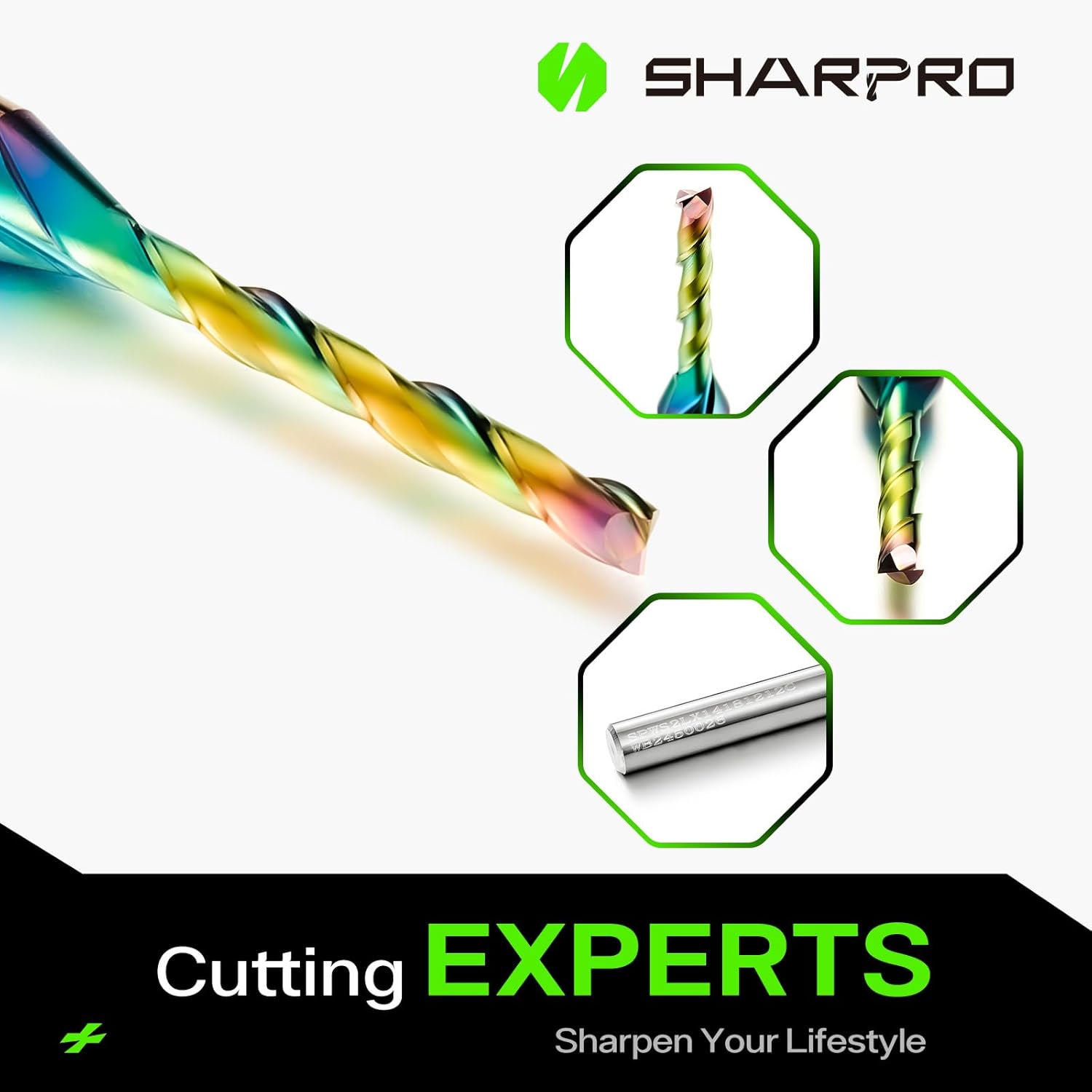 Spiral Upcut Router Bit 1/4 Inch Shank 1/8 Inch Cutting Dia. 1'' CL. Extra Long 2-1/2'' OVL. Carbide Upcut CNC Bits, Ideal for Wood Engraving Plunging Coating (5PCS)