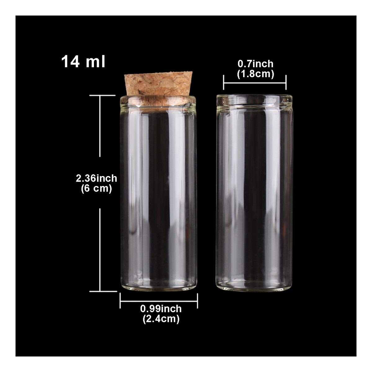 Xianglaa- tubos de ensayo para regalo, 24 piezas de cristal de los frascos botellas de vidrio muy pequeñas y 14 ml 24 * 60mm Tubos de ensayo, con Taponeras los tarros de cristal, for la boda Craft , A