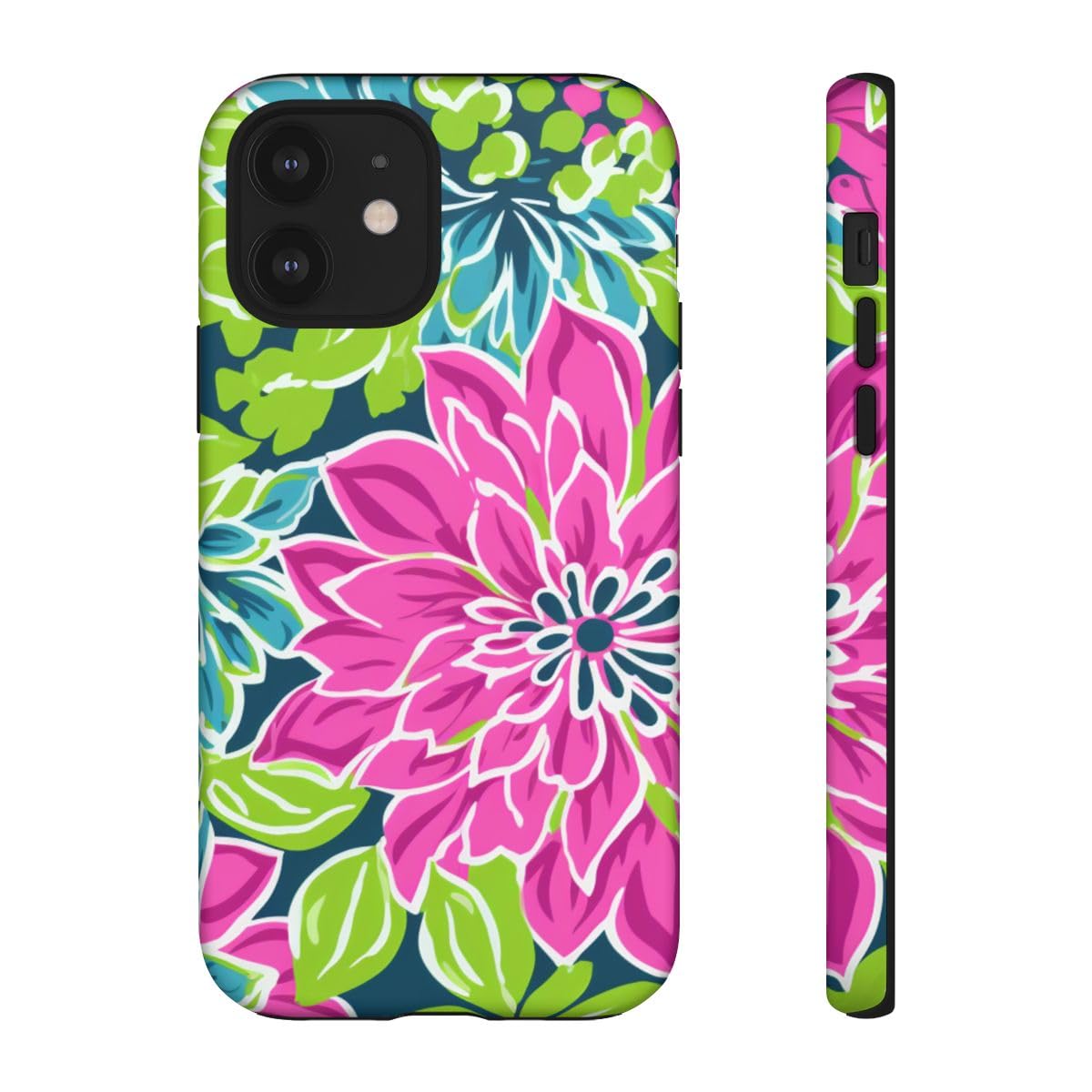 Coque iPhone 12 rigide mate anti-choc motif floral durable - 2