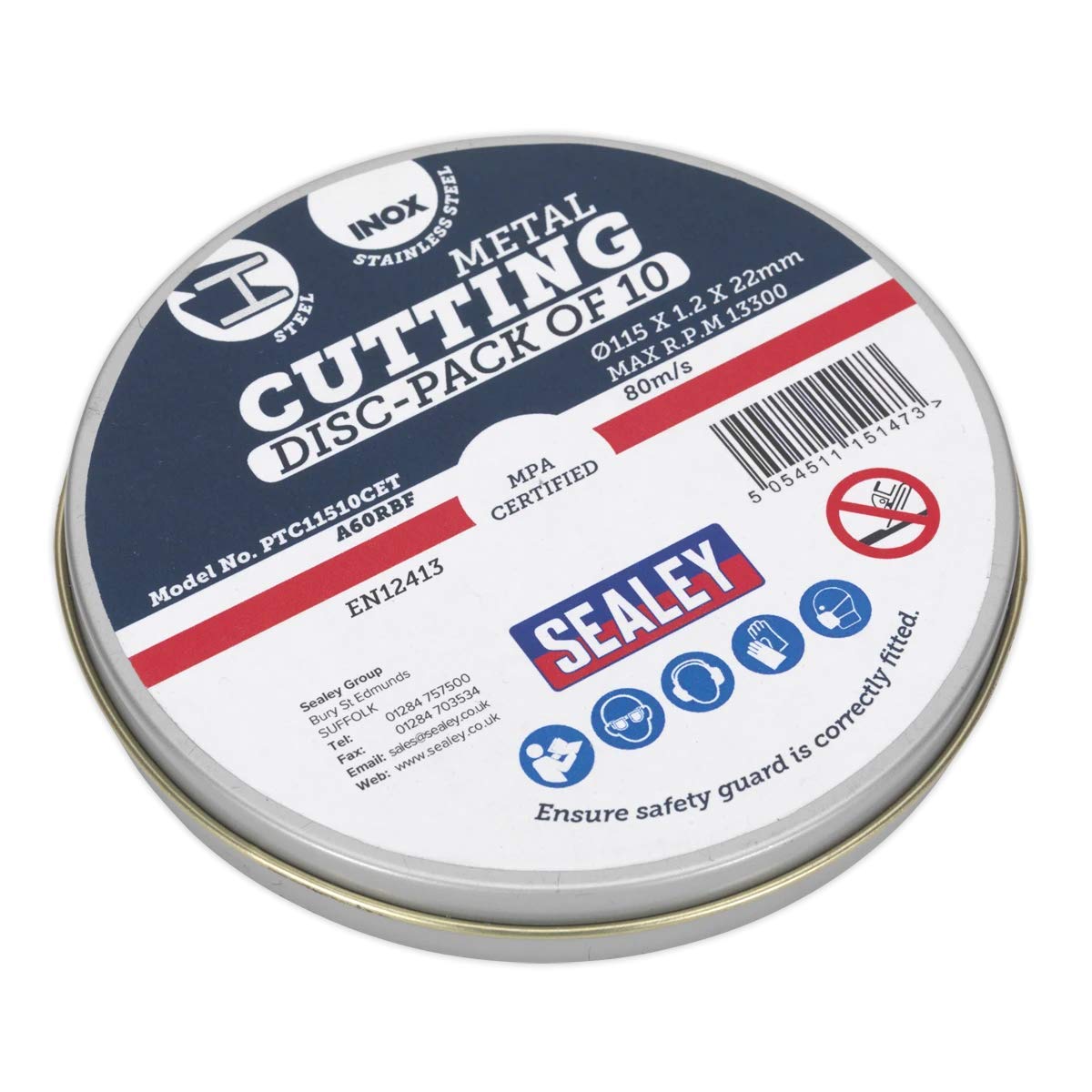 Sealey PTC11510CET Cutting Disc 115 x 1.2mm 22mm Bore Pack