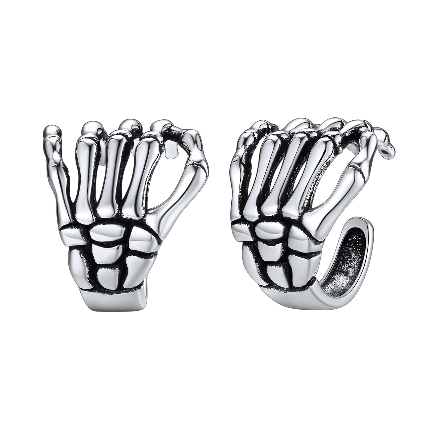 SILVERCUTE 925 Sterling Silver Earrings for Women,Silver Cat/Dinosaur/Devil Horn/Leaf/Snake/Skeleton Various Stud Earrings or Ear Cuffs