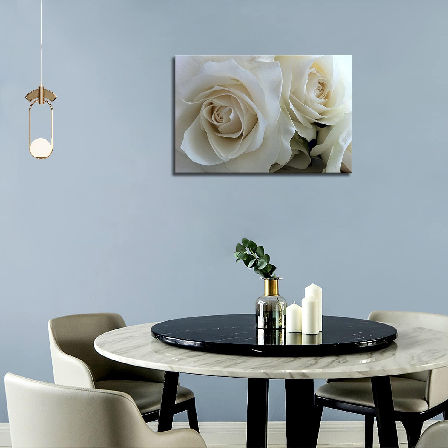 Pintura minimalista de rosas blancas arte mural para decoración de interiores modernos