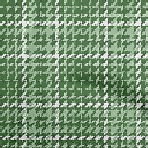 oneOone Cotton Poplin Dark Green Fabric Check Sewing Fabric by The Yard Printed DIY Clothing Sewing Supplies 42 Inch Wide