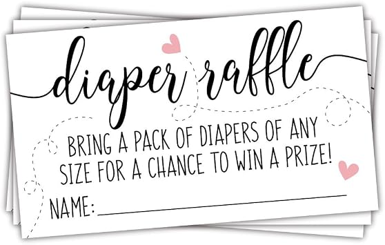 50 Sweet Heart Diaper Raffle Tickets | Gender Neutral Baby Shower Game