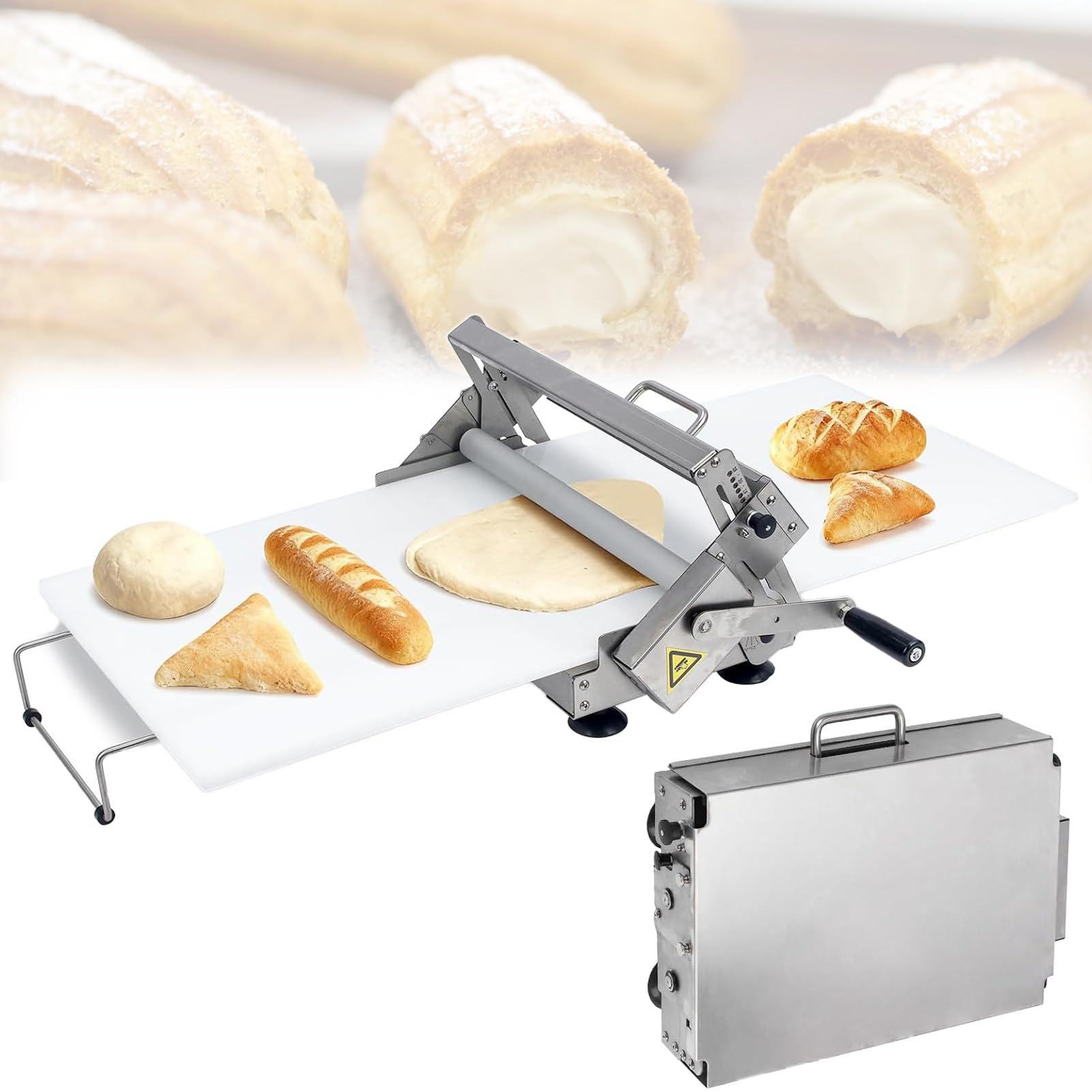 Laminadora de masa manual para preparar pasta fresca y pizza artesanal en casa