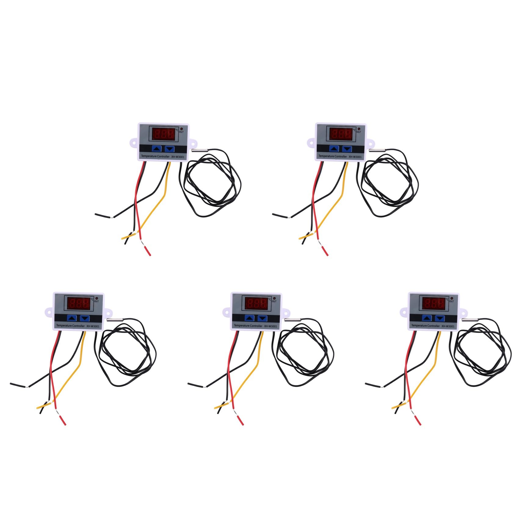 Jnchdghwa Gray&White 5X 10A Ac110-220V Digital Led Temperature Controller Xh-W3001 For Incubator Cooling Heating Switch Thermostat Sensor