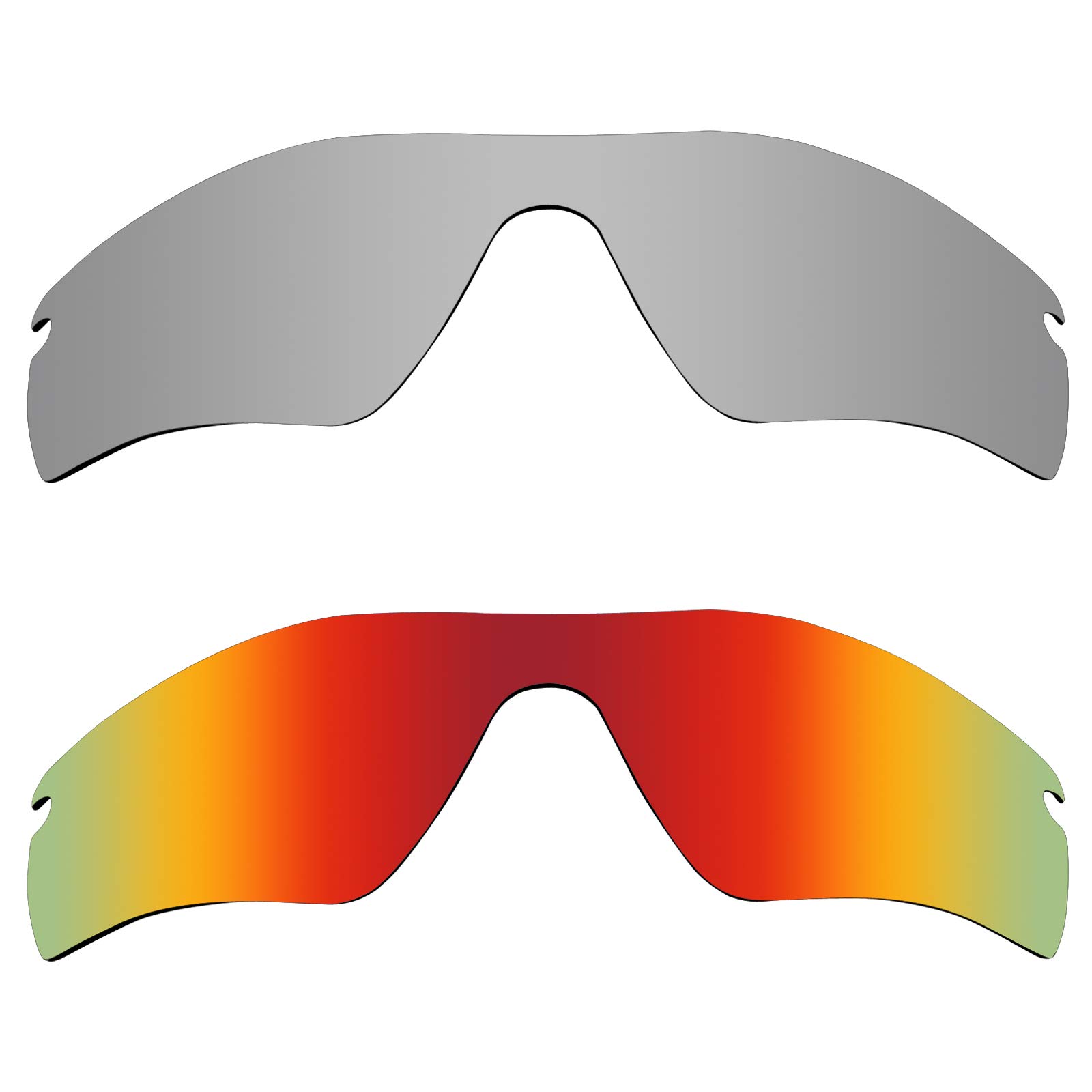 OYEX 2 Pcs Polarized Replacement Lenses for Oakley Radar Path Sunglass - Silver Titanium & Fire Red Mirror