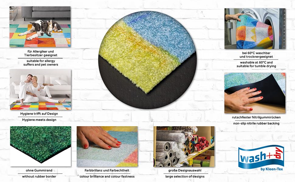 Wash+Dry Mirage Doormat, 70 x 120 cm, Indoor and Outdoor Use, Washable, Rimless, Colourful, Multicoloured, 70 x 120 cm (Rectangular) - Image 4