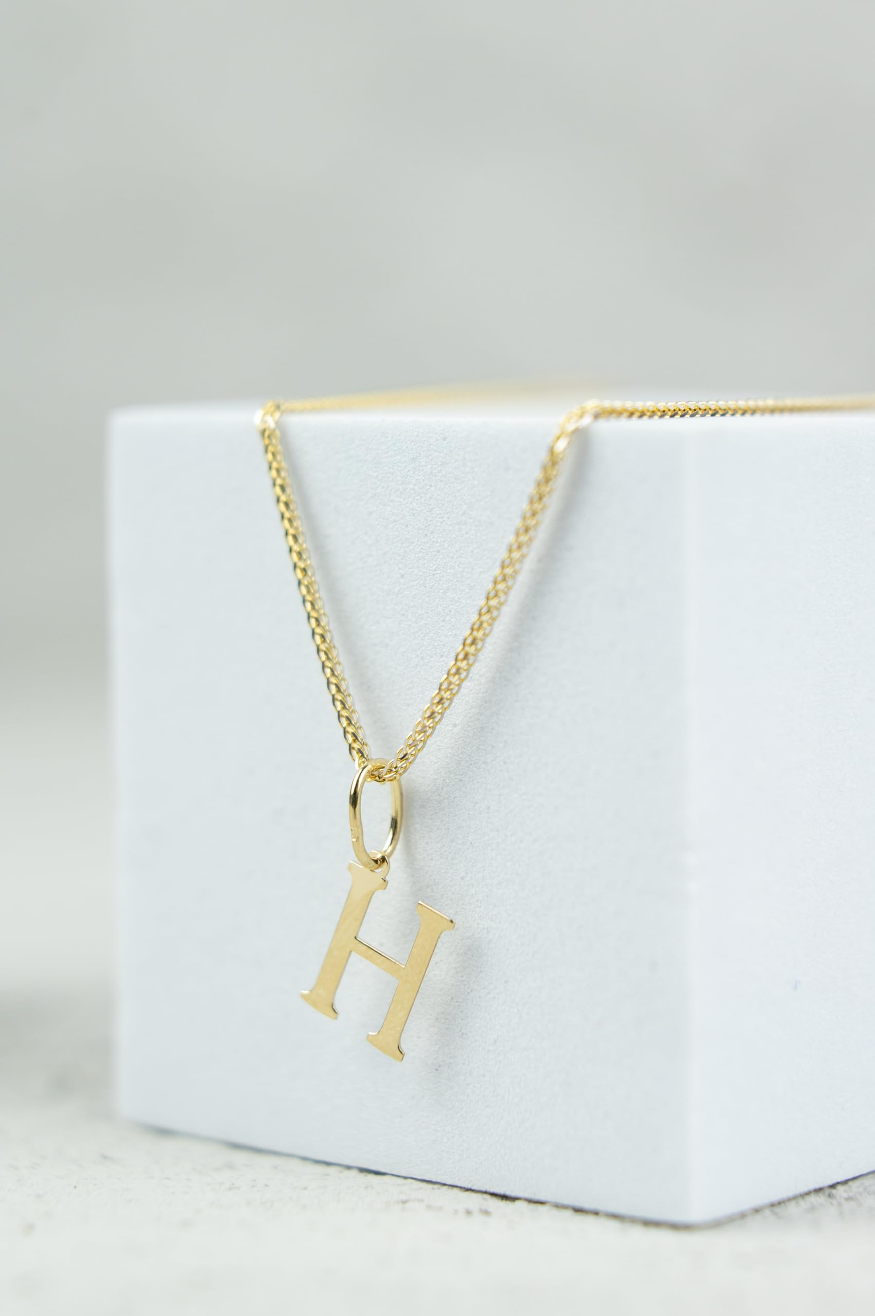 Rodium – Buchstabenanhänger H aus 585er Gelbgold – 14-Karat-Initialen-Anhänger für Halskette oder Armband – Geschenk für Frauen – hergestellt in Italien
