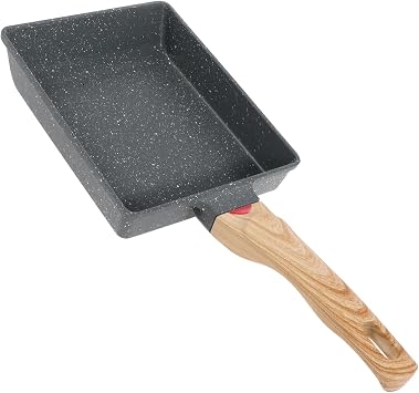 Tamagoyaki Pan, Nonstick Japanese Omelette Pan with Wood Handle, Practical Egg Roll Pan, Multifunctional Tamago Pan, Uniform Heating Egg Frying Pan, Rectangle Egg Omelette Pan for Kitchen Black