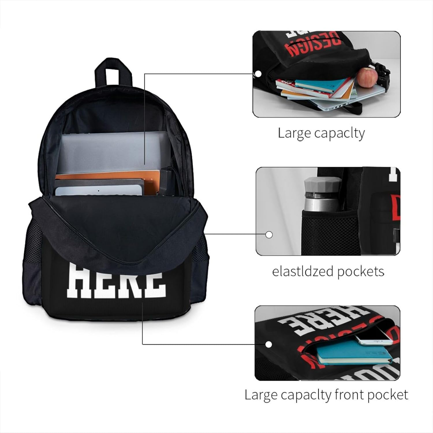Custom Backpack for Student, Custom Personalized Backpack Add Your Text Image Customize Laptop Backpack for Men Women