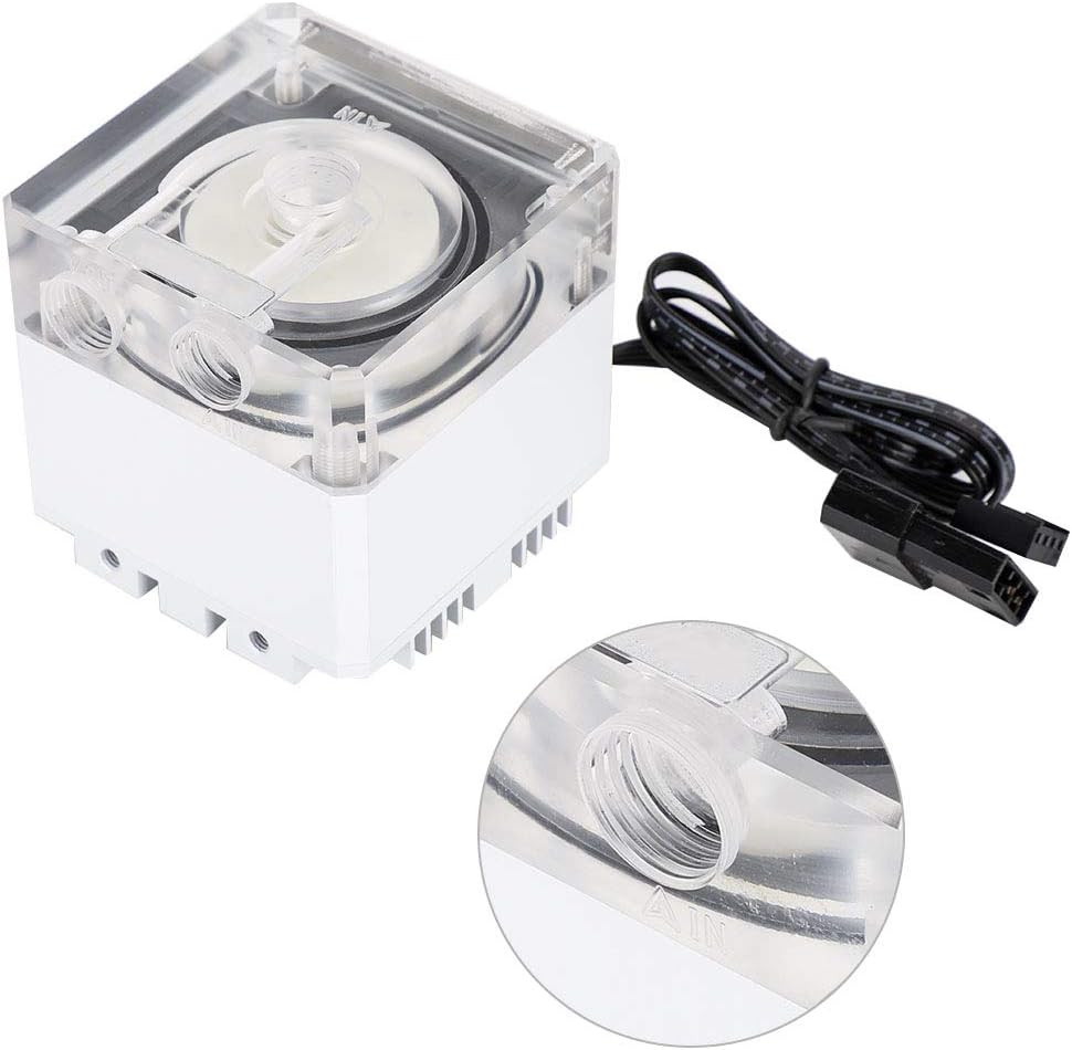 CPU Water Cooling Pump - G1/4 Thread 800L/H 3.5M Head 3000RPM PC Pump for Computer Cooling System (White)