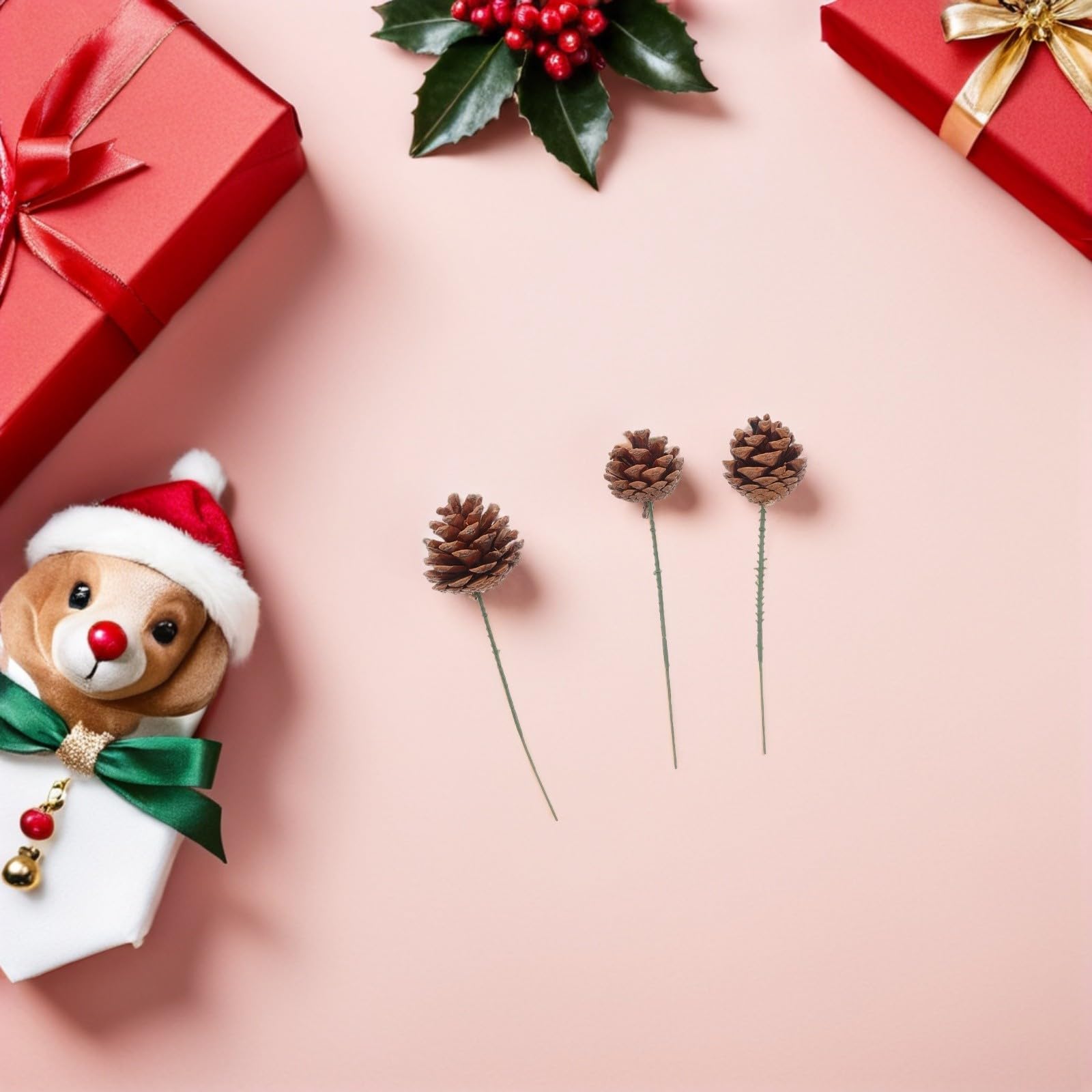 Housoutil 30 Unidades Ramas de Piña Naturales Varas de Madera para Arreglo Floral Navideño, Adorno Rústico Estable y Fácil de Almacenar para Manualidades