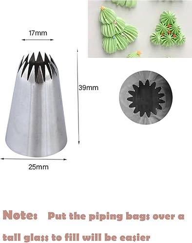 Miniatura 3 de Punta de tubería 6B, punta de pasry grande 6B, punta de glaseado de estrella abierta 6B, punta de estrella francesa sin costuras para tuberías