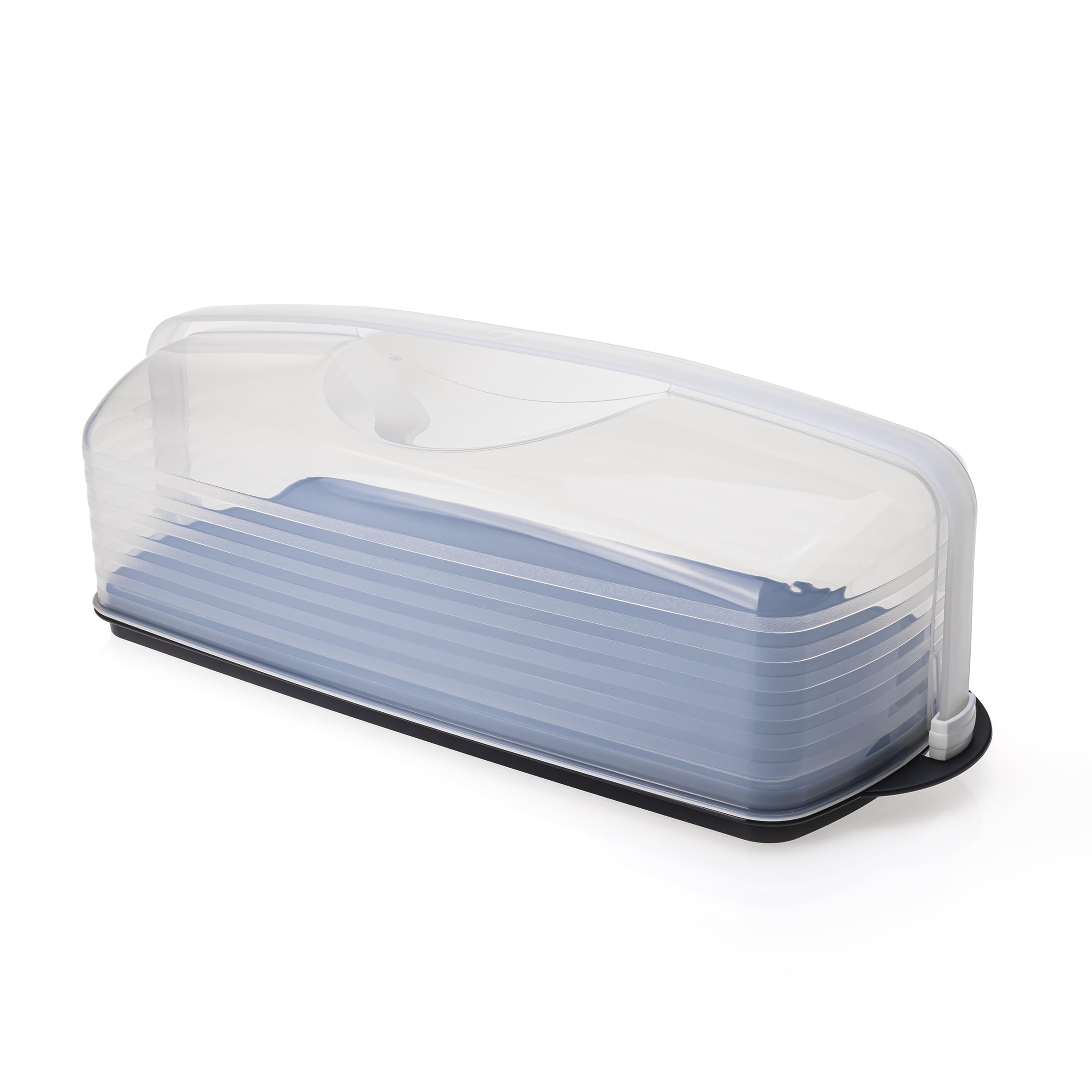 Tupperware Königskuchenbehälter schmal transparent anthrazit Behälter Kuchenbehälter Tortenbutler (inkl. 1x Klebe-Raupe) Küche, Haushalt & Wohnen