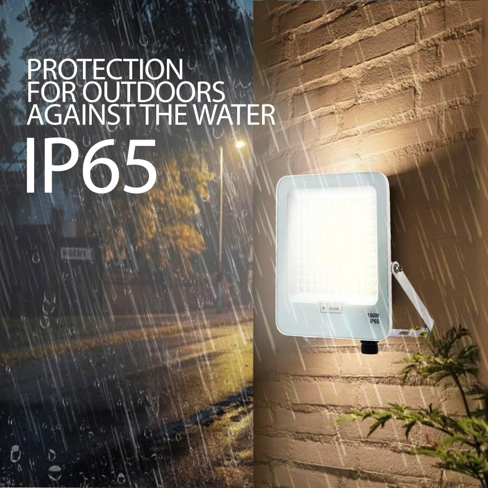 M Ledme - Projecteur LED Napoli Plus Blanc 200W, Protection IP65, Dimmable Lumière Froide à la Lumière Chaude 2700K-6500K, Éclairage Extérieur, Pour utilisation dans les jardins, patio, entrepôts