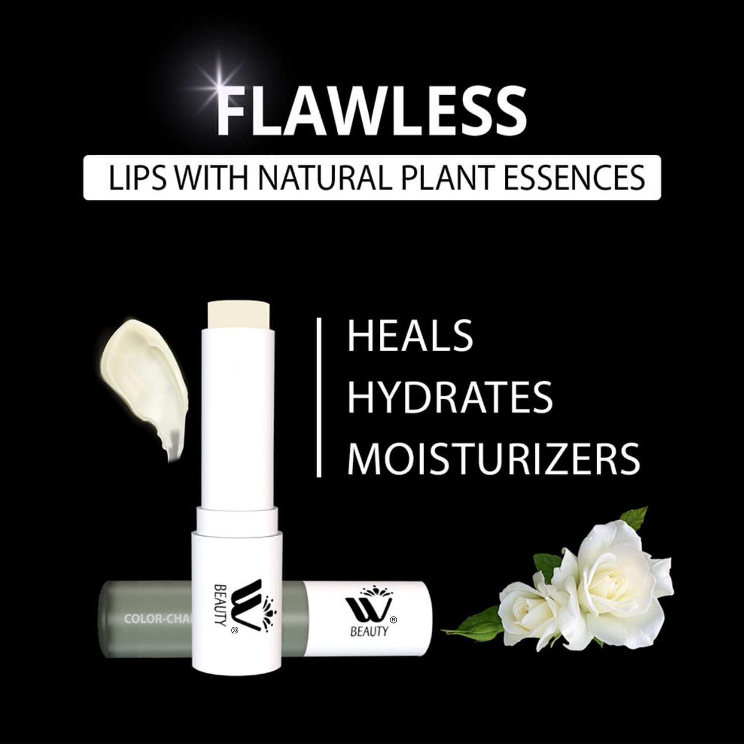 WBM Care Lip Balm 4-Pack, 3.3g Each – Enriched with Vitamin E, Color-Changing Tinted Moisturizer, Provides Long-Lasting Repair, Hydration, and Soft, Smooth Lips