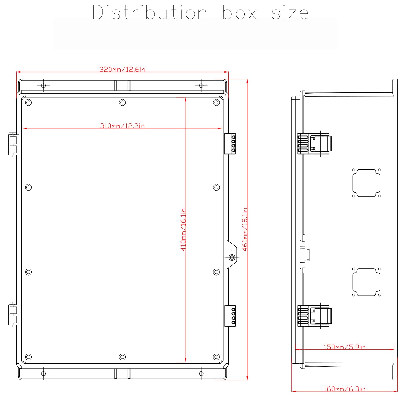 Outdoor Electrical Junction Box, Ventilation and Heat Dissipation ABS Plastic Project Enclosure with Internal Mounting Panel 18.1"x 12.6"x 6.3"
