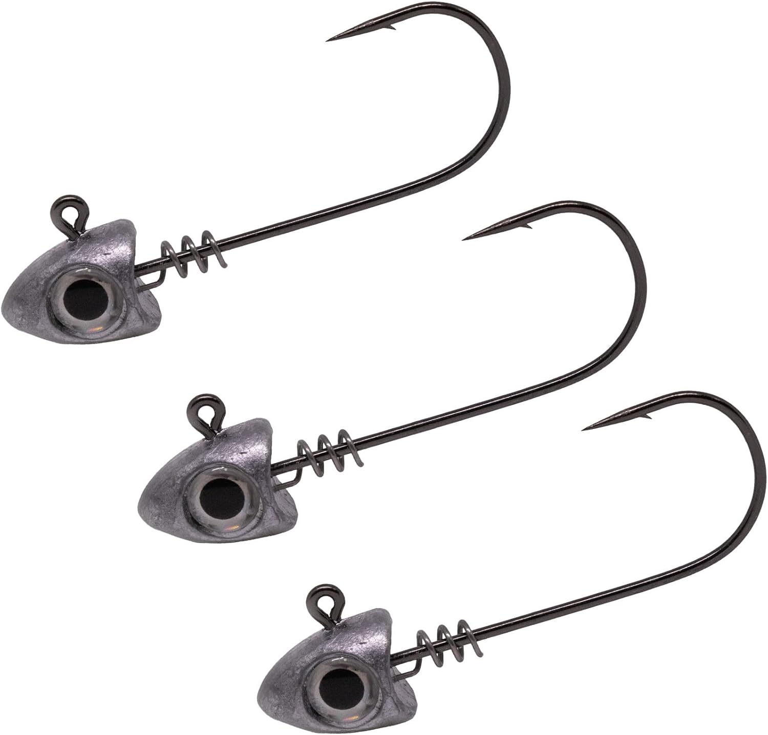 Duckett Fishing Subtle Head Jig Heads Soft Plastic Lure Jig for Bass, Walleye, and Inshore Fishing, 4 Pack, Unpainted with Eye, 3/0 Hook