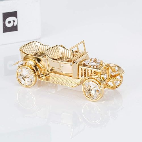 Miniatura 8 de Matashi Adorno clásico de automóvil con tachuelas de cristal chapado en oro de 24 quilates, decoración clásica para el hogar, decoración de