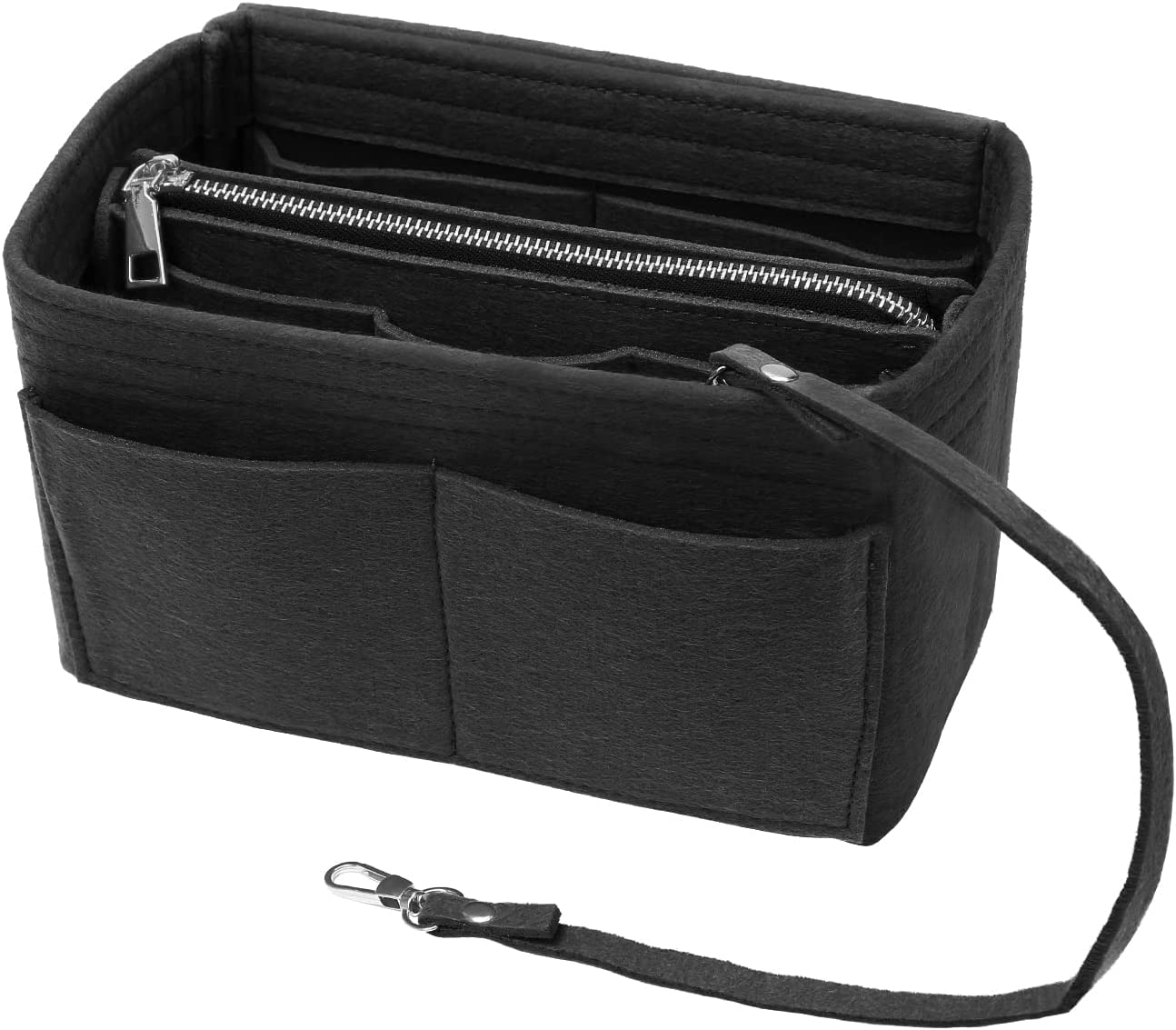 ELECDONELECDON Purse Organizer Insert for Handbags, Felt Bag Organizer for Purse, Tote Bag Organizer, Tote Shaper Insert With Zippers, Thicken and Portable Handbag in Bag for Speedy Neverfull (Black)