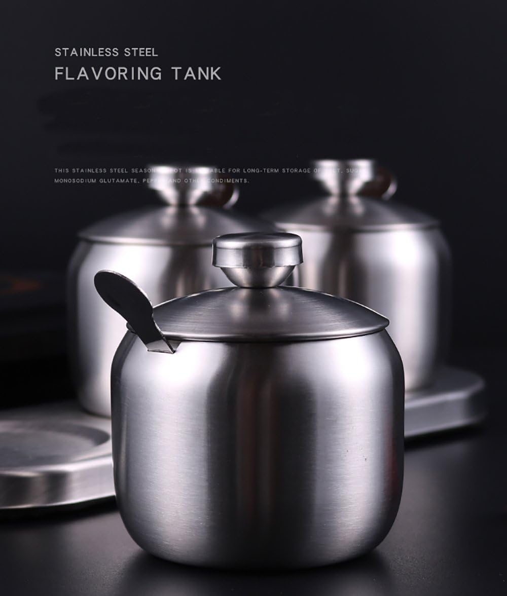 304(18/8) Stainless Steel Condiment Seasoning Container Pots 400ML (3 sets)