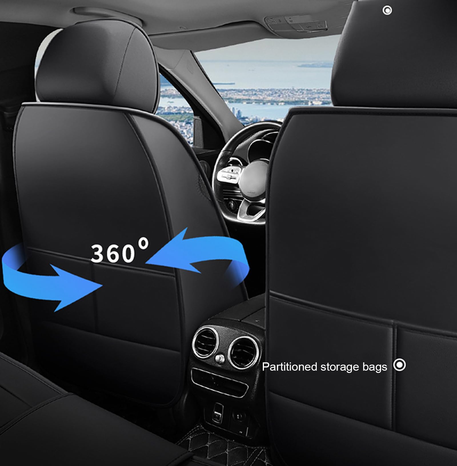 Coprisedili per Auto in Pelle a Copertura Totale Set Completo, | Auto, pick-up SUV, cuscino per seggiolino auto, coprisedili per 5 posti