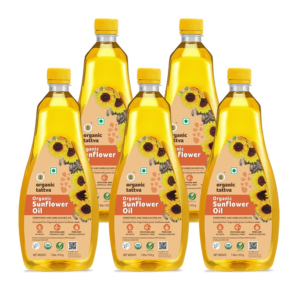 Organic Tattva, Organic Sunflower Oil 5 litre | Unrefined Oil | Pesticide and Chemical Free (B0CR4155SY) Amazon Price History, Amazon Price Tracker