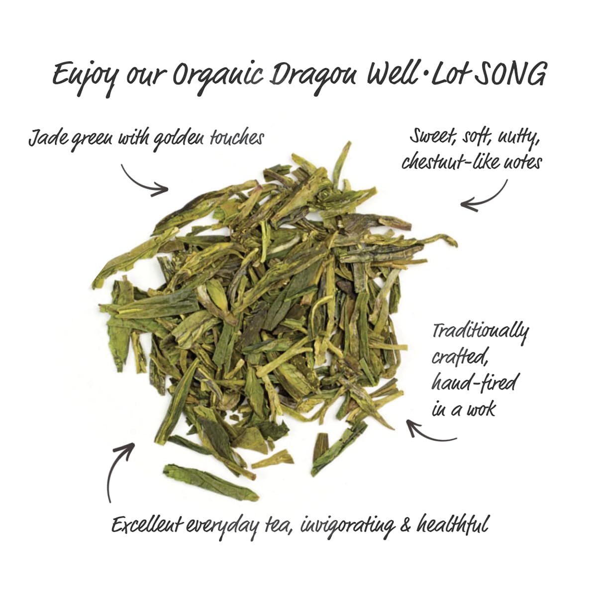 Silk Road Teas, Organic Loose Leaf Green Tea, Dragon Well, Longjing, Invigorating, Sweet & Chesnut Flavors, 1.5 ounces (Pack of 2)