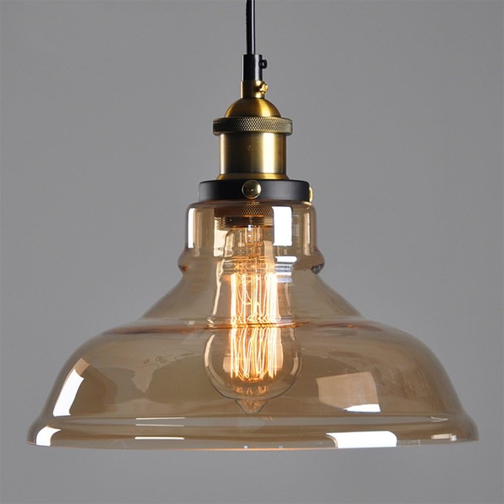 1 Ceiling Llight Modern Vintage Big Glass Bell Pendant Lights Edison Glass Ceiling Lamps Modern Lighting Cord Length 1.2m Adjustable Height Fixture (B)