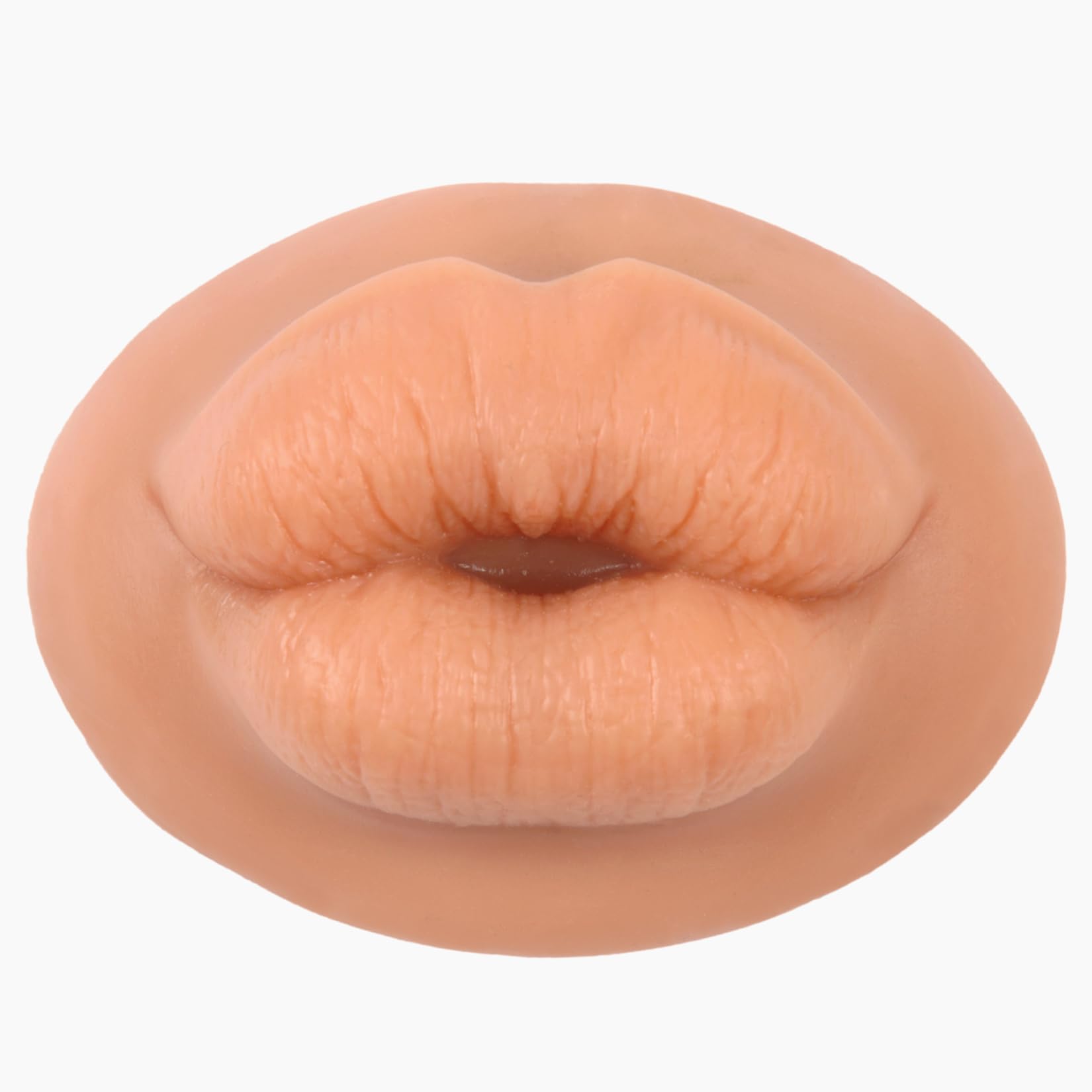 YEEFAIRY Platinum Silicone 3D Lip Mannequin + 1 Lipstick Kit for Makeup & Tattoo Practice Realistic Artificial Lips with Skin Texture Tool for SFX Beauty Beginner (Sausage Shaped Lips - Image 2