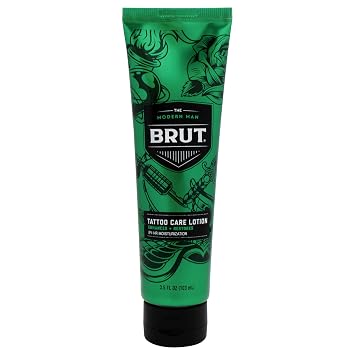 Brut Tattoo Care Lotion 24 Hour Moisturization - Lotion for Tattoos - Enhances Color Vibrancy - Tattoo Lotion Aftercare - Absorbs Quickly - 3.5 oz