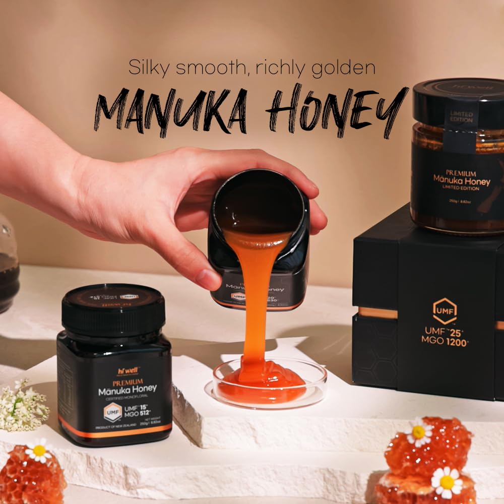 Hi Well Premium New Zealand 100% Manuka Honey | Monofloral Pure Raw Honey | UMF Certified | 8.82Oz(250g) Jar (UMF 10+)