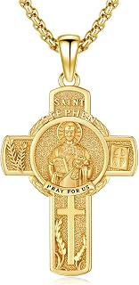 925 Sterling Silver Patron Saint Amulet Protection Pendant Necklace Religion Jewelry for Men Women With 316L Stainless Steel Chain and Gifts Box