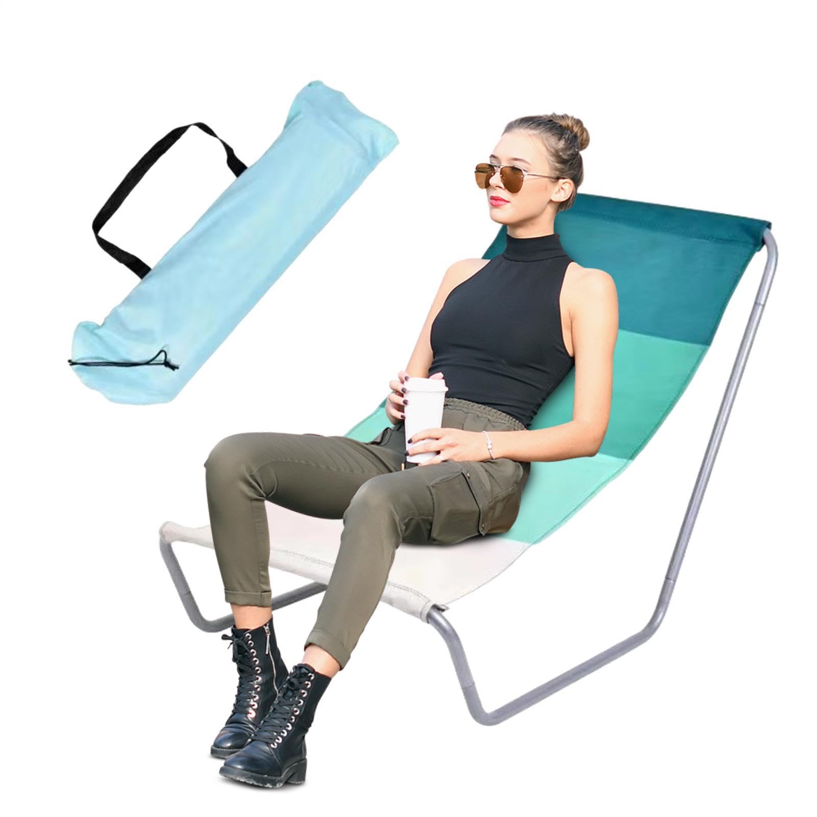 Chaise de Camping Pliante, Chaise de Camping Basse, Chaise Longue Pliante | de Camping Portable Lourde | Chaise Longue Pliante Nap Chair Petit hamac pour Plage extérieure, Patio, Piscine,
